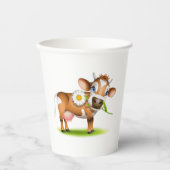 Niedlicher Cartoon Milchkühe mit Blume und Gras Pappbecher (Vorderseite)