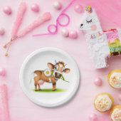 Niedlicher Cartoon Milchkühe mit Blume und Gras Pappteller (Party)