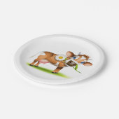 Niedlicher Cartoon Milchkühe mit Blume und Gras Pappteller (Schrägansicht)