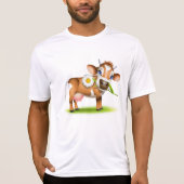 Niedlicher Cartoon Milchkühe mit Blume und Gras T-Shirt (Vorderseite)
