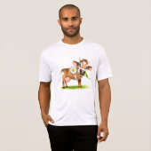 Niedlicher Cartoon Milchkühe mit Blume und Gras T-Shirt (Vorne ganz)