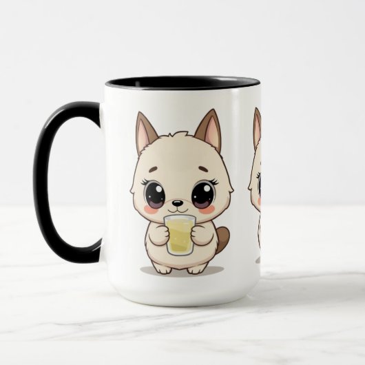 Niedlicher Cartoon mit Adorable Dog Trinken Tasse (Links)