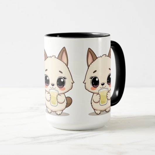 Niedlicher Cartoon mit Adorable Dog Trinken Tasse (VorderseiteRechts)