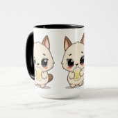 Niedlicher Cartoon mit Adorable Dog Trinken Tasse (Vorderseite Links)
