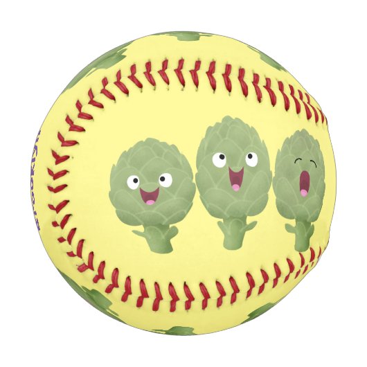Niedlicher Cartoon mit Artischocken Baseball (Vorderseite Links)
