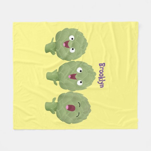 Niedlicher Cartoon mit Artischocken Fleecedecke (Vorderseite (Horizontal))