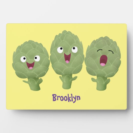 Niedlicher Cartoon mit Artischocken  Fotoplatte (Vorderseite)