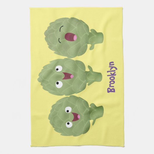 Niedlicher Cartoon mit Artischocken Geschirrtuch (Vertikal)