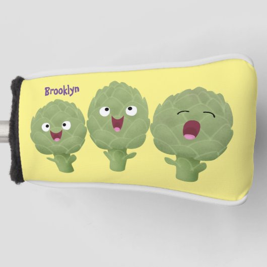 Niedlicher Cartoon mit Artischocken Golf Headcover (Vorderseite)
