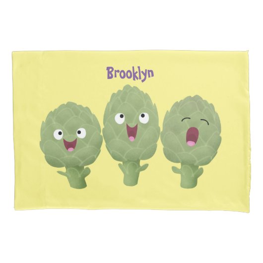 Niedlicher Cartoon mit Artischocken Kissenbezug (Vorderseite)