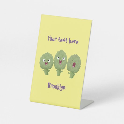 Niedlicher Cartoon mit Artischocken Sockelschild (Vorderseite)