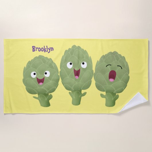 Niedlicher Cartoon mit Artischocken Strandtuch (Vorderseite)