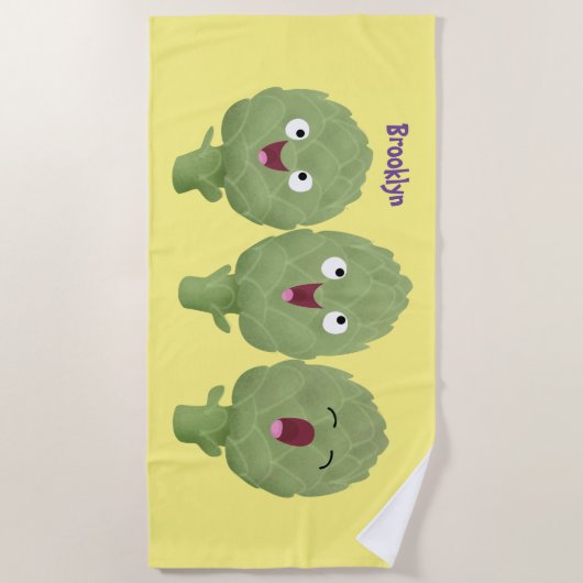 Niedlicher Cartoon mit Artischocken Strandtuch (Vorderseite)