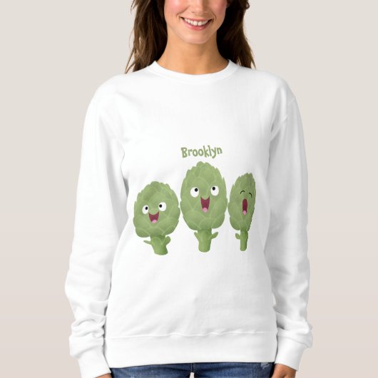 Niedlicher Cartoon mit Artischocken Sweatshirt (Vorderseite)