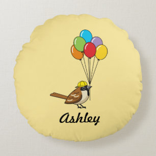 Niedlicher Cartoon mit Balloons mit Kid-Namen Rundes Kissen