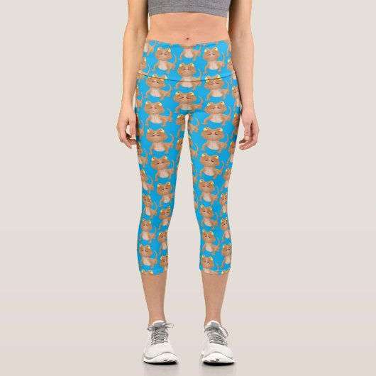 Niedlicher Cartoon mit Bartentreue Capri Leggings (Vorderseite)