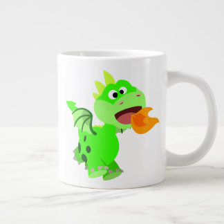 Niedlicher Cartoon mit Feuerspucken Kinderdrache Jumbo-Tasse