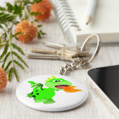 Niedlicher Cartoon mit Feuerspucken Kinderdrache Schlüsselanhänger (Seite)