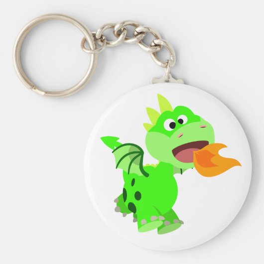 Niedlicher Cartoon mit Feuerspucken Kinderdrache Schlüsselanhänger (Vorne)