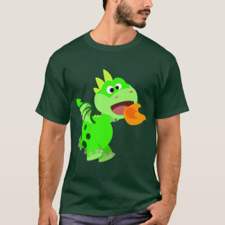 Niedlicher Cartoon mit Feuerspucken Kinderdrache T-Shirt