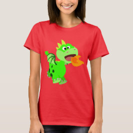 Niedlicher Cartoon mit Feuerspucken Kinderdrache T-Shirt