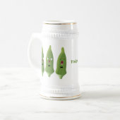 Niedlicher Cartoon mit Okra Bierglas (Vorderseite Links)