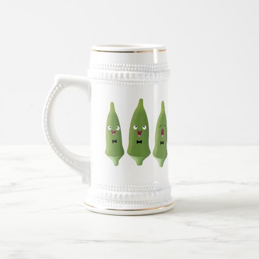 Niedlicher Cartoon mit Okra Bierglas (Links)