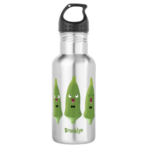 Niedlicher Cartoon mit Okra Edelstahlflasche