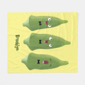 Niedlicher Cartoon mit Okra Fleecedecke (Vorderseite (Horizontal))