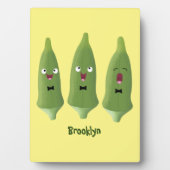 Niedlicher Cartoon mit Okra Fotoplatte (Vorderseite)