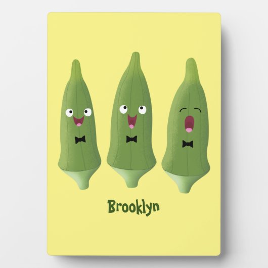 Niedlicher Cartoon mit Okra Fotoplatte (Vorderseite)