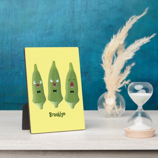 Niedlicher Cartoon mit Okra Fotoplatte (Seite)