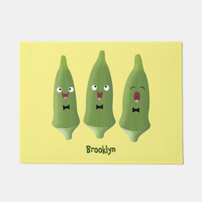 Niedlicher Cartoon mit Okra Fußmatte (Vorderseite)