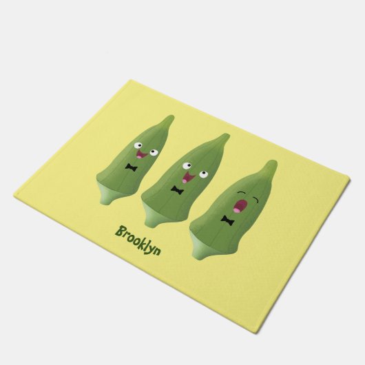 Niedlicher Cartoon mit Okra Fußmatte (Schrägansicht)
