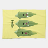 Niedlicher Cartoon mit Okra Geschirrtuch (Horizontal)