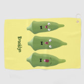 Niedlicher Cartoon mit Okra Golfhandtuch (Horizontal)