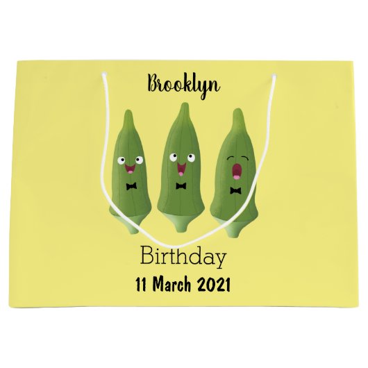 Niedlicher Cartoon mit Okra Große Geschenktüte (Vorderseite)