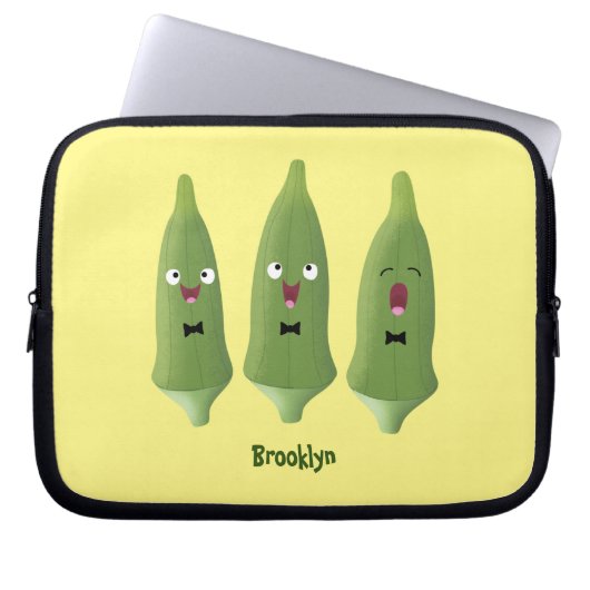 Niedlicher Cartoon mit Okra Laptopschutzhülle (Vorderseite)