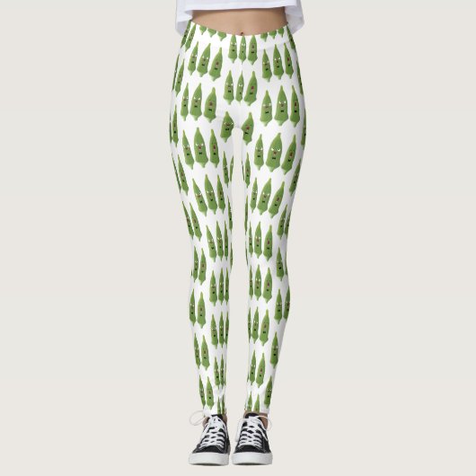 Niedlicher Cartoon mit Okra Leggings (Vorderseite)