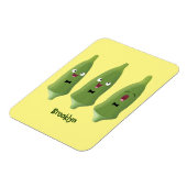 Niedlicher Cartoon mit Okra Magnet (Linke Seite)