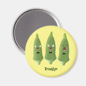 Niedlicher Cartoon mit Okra Magnet (Vorderseite/Rückseite)