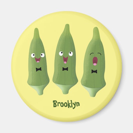 Niedlicher Cartoon mit Okra Magnet (Vorne)