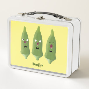 Niedlicher Cartoon mit Okra Metall Brotdose