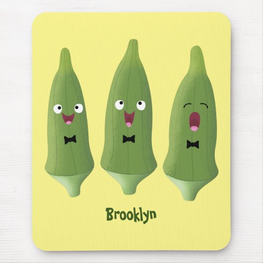 Niedlicher Cartoon mit Okra Mousepad (Vorne)