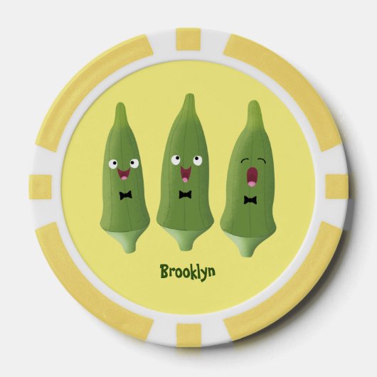 Niedlicher Cartoon mit Okra Pokerchips (Vorderseite)