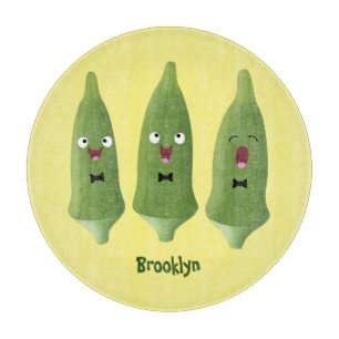 Niedlicher Cartoon mit Okra Schneidebrett