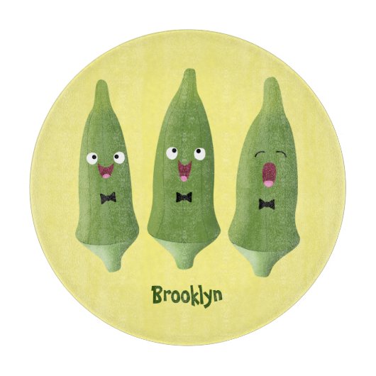 Niedlicher Cartoon mit Okra Schneidebrett (Vorderseite)