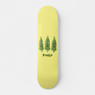 Niedlicher Cartoon mit Okra Skateboard