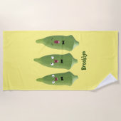 Niedlicher Cartoon mit Okra Strandtuch (Vorderseite)