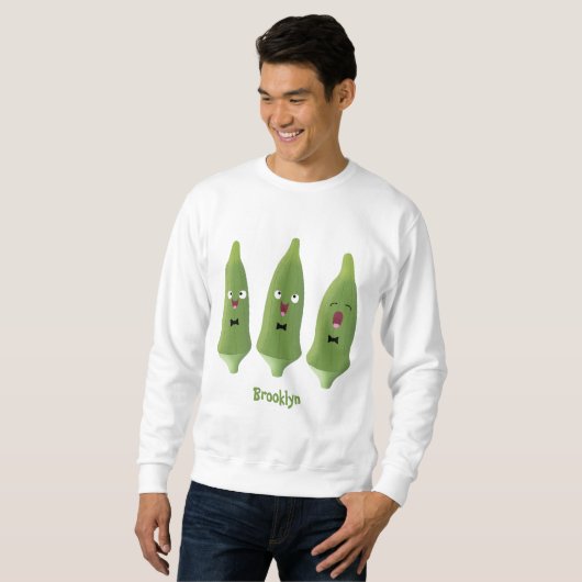 Niedlicher Cartoon mit Okra Sweatshirt (Vorne ganz)